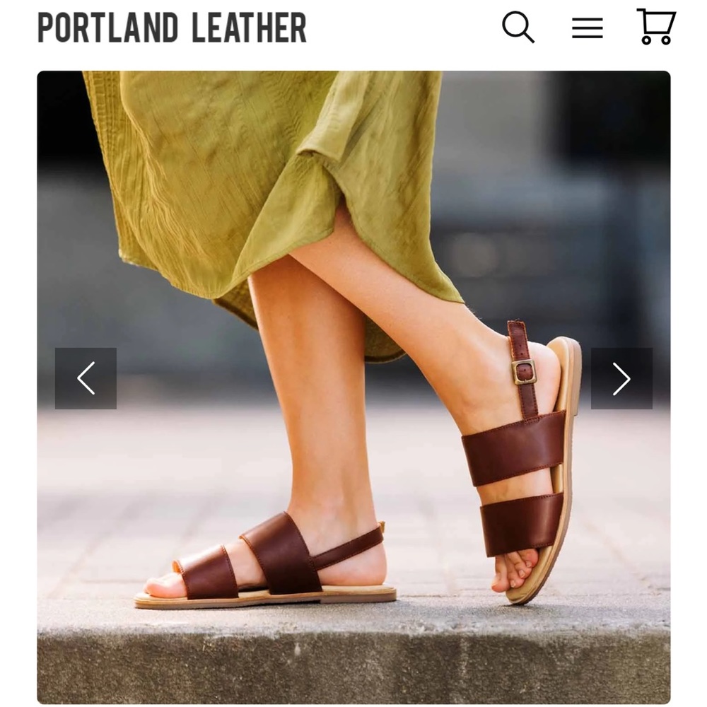 Portland Leather DOUBLE STRAP SANDAL in Cognac